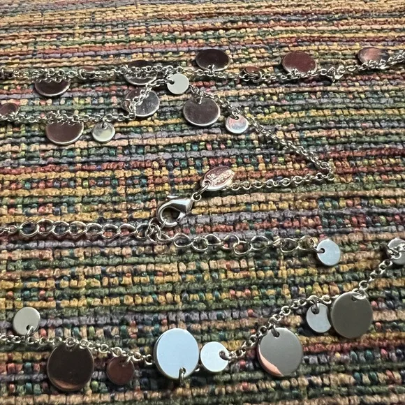 Silver coin discs necklace. Long - Picture 3 of 4